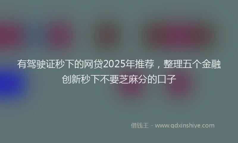 有驾驶证秒下的网贷2025年推荐，整理五个金融创新秒下不要芝麻分的口子