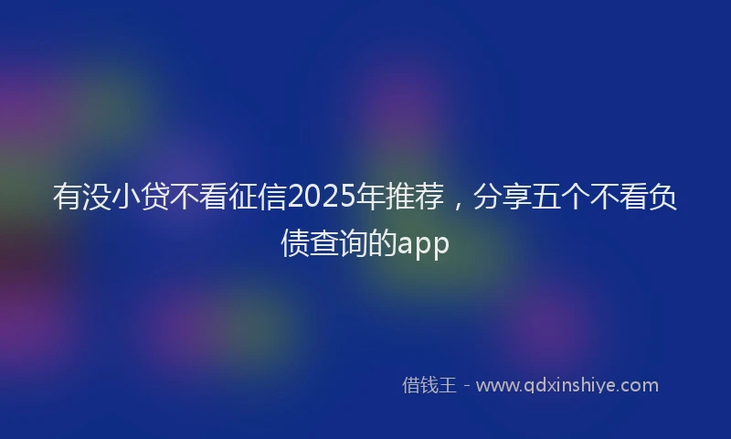 有没小贷不看征信2025年推荐，分享五个不看负债查询的app
