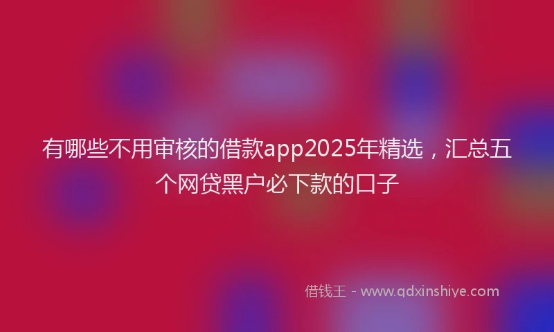 有哪些不用审核的借款app2025年精选，汇总五个网贷黑户必下款的口子