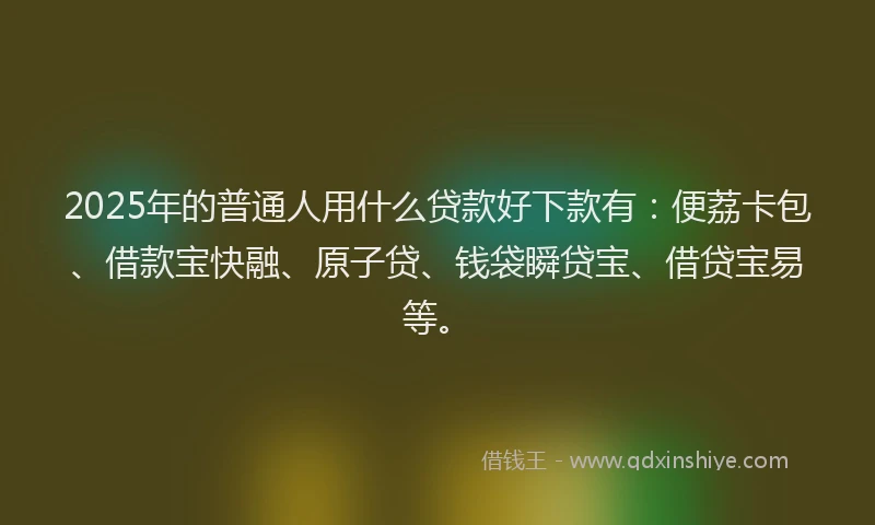 2025年的普通人用什么贷款好下款有：便荔卡包、借款宝快融、原子贷、钱袋瞬贷宝、借贷宝易等。