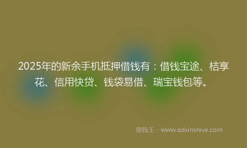 2025年的新余手机抵押借钱有：借钱宝途、桔享花、信用快贷、钱袋易借、瑞宝钱包等。