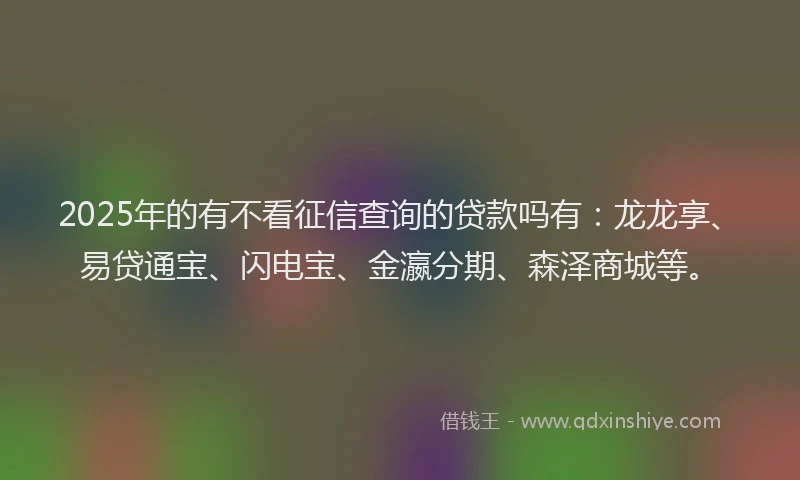 2025年的有不看征信查询的贷款吗有：龙龙享、易贷通宝、闪电宝、金瀛分期、森泽商城等。
