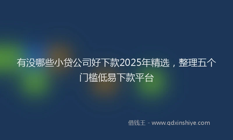 有没哪些小贷公司好下款2025年精选，整理五个门槛低易下款平台