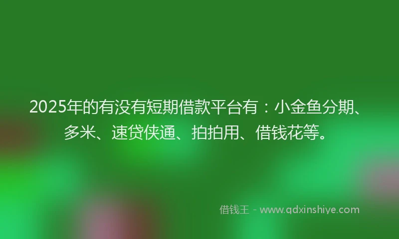 2025年的有没有短期借款平台有：小金鱼分期、多米、速贷侠通、拍拍用、借钱花等。