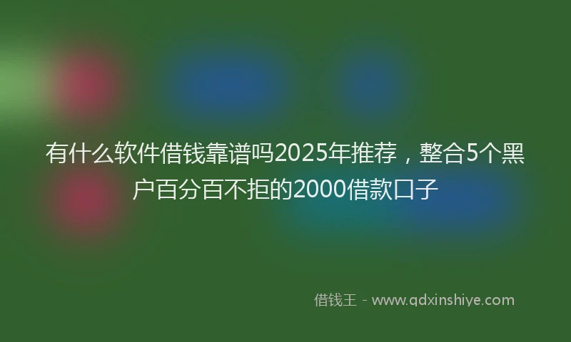 有什么软件借钱靠谱吗2025年推荐，整合5个黑户百分百不拒的2000借款口子