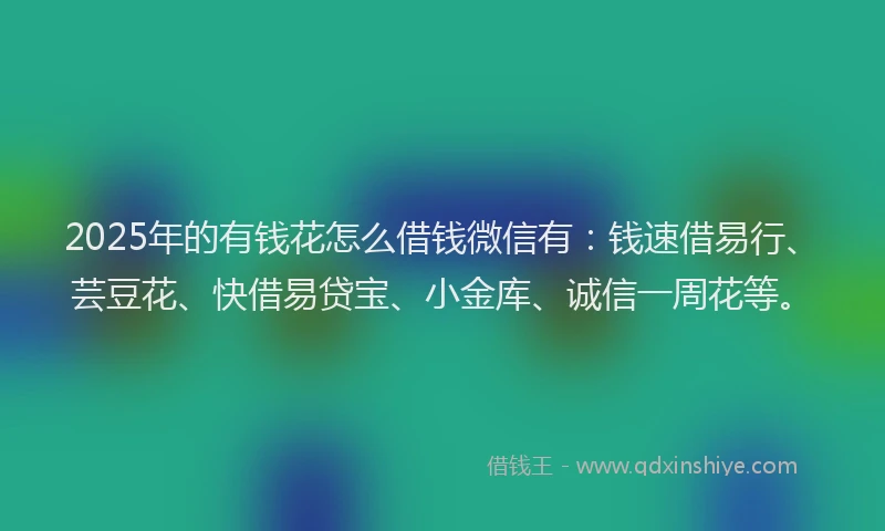 2025年的有钱花怎么借钱微信有：钱速借易行、芸豆花、快借易贷宝、小金库、诚信一周花等。