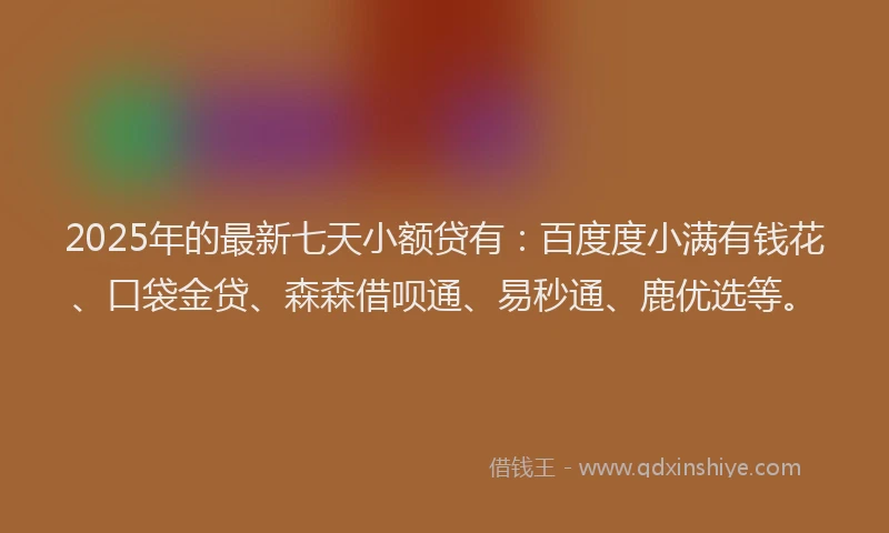 2025年的最新七天小额贷有：百度度小满有钱花、口袋金贷、森森借呗通、易秒通、鹿优选等。