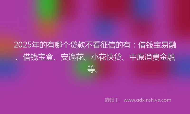 2025年的有哪个贷款不看征信的有：借钱宝易融、借钱宝盒、安逸花、小花快贷、中原消费金融等。