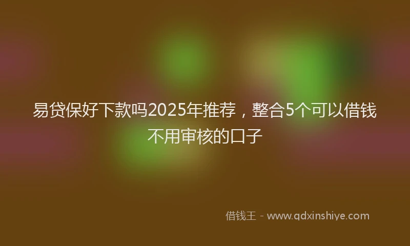 易贷保好下款吗2025年推荐，整合5个可以借钱不用审核的口子
