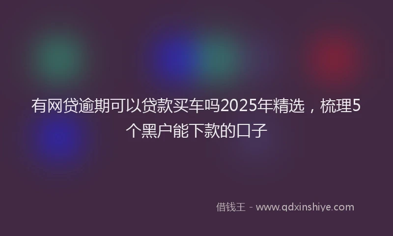 有网贷逾期可以贷款买车吗2025年精选，梳理5个黑户能下款的口子