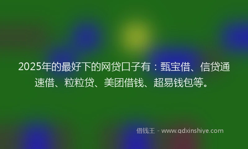 2025年的最好下的网贷口子有：甄宝借、信贷通速借、粒粒贷、美团借钱、超易钱包等。