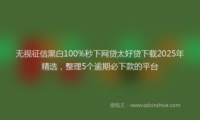 无视征信黑白100%秒下网贷太好贷下载2025年精选，整理5个逾期必下款的平台
