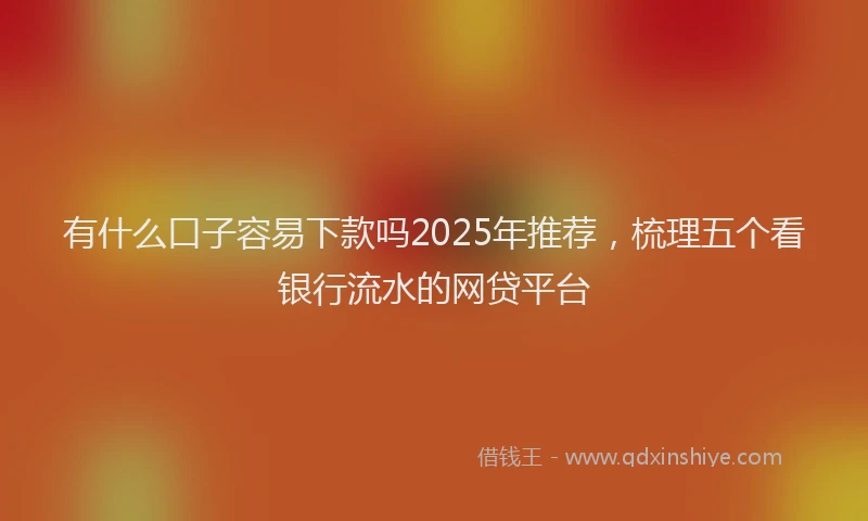 有什么口子容易下款吗2025年推荐，梳理五个看银行流水的网贷平台