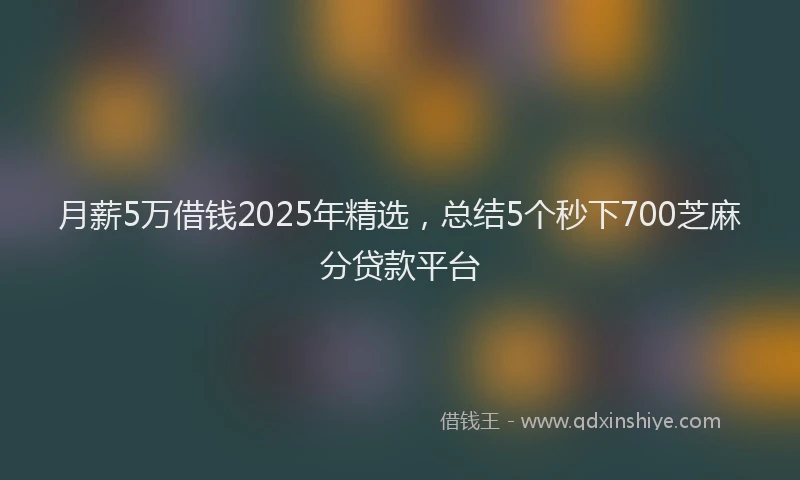 月薪5万借钱2025年精选，总结5个秒下700芝麻分贷款平台
