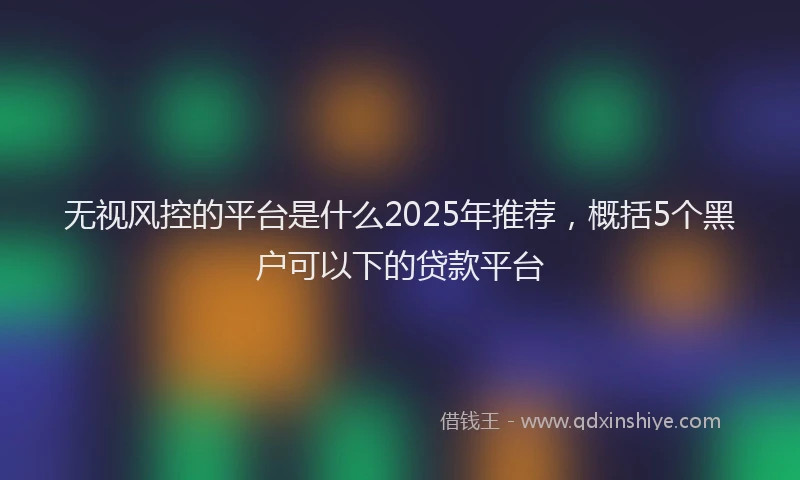 无视风控的平台是什么2025年推荐，概括5个黑户可以下的贷款平台