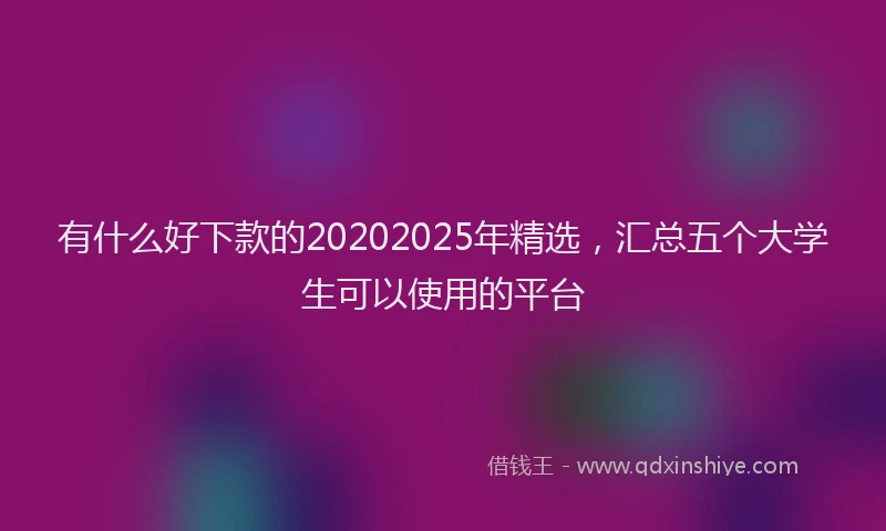 有什么好下款的20202025年精选，汇总五个大学生可以使用的平台