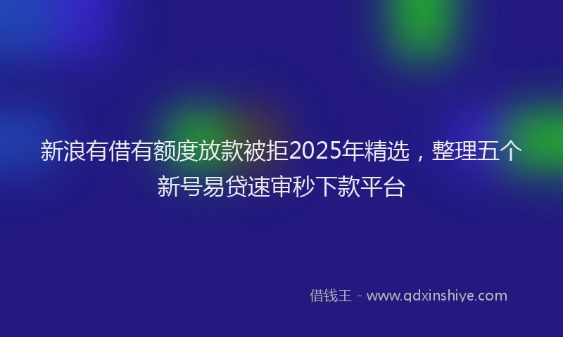 新浪有借有额度放款被拒2025年精选，整理五个新号易贷速审秒下款平台