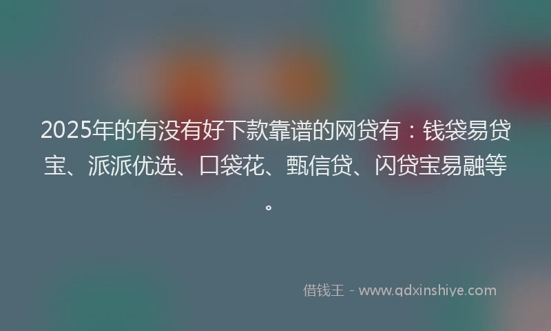 2025年的有没有好下款靠谱的网贷有：钱袋易贷宝、派派优选、口袋花、甄信贷、闪贷宝易融等。