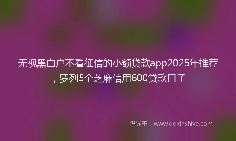 无视黑白户不看征信的小额贷款app2025年推荐，罗列5个芝麻信用600贷款口子