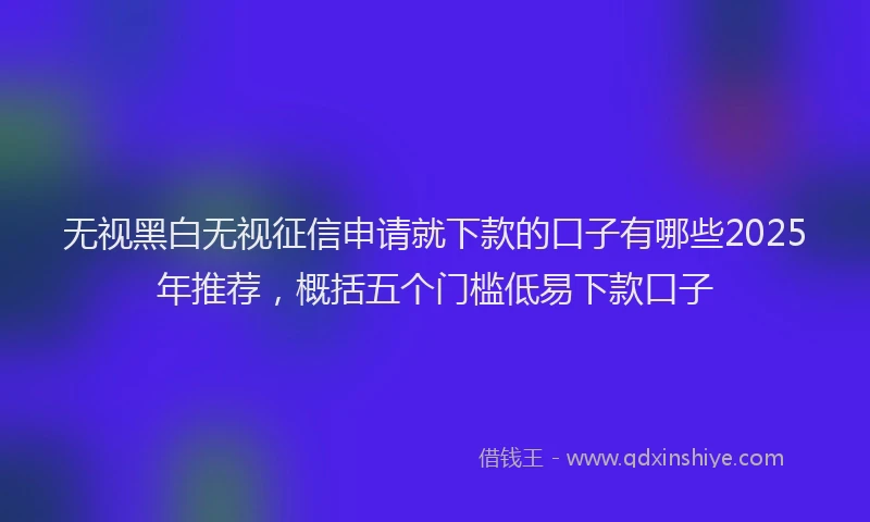 无视黑白无视征信申请就下款的口子有哪些2025年推荐，概括五个门槛低易下款口子