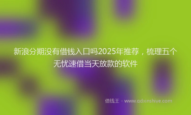 新浪分期没有借钱入口吗2025年推荐，梳理五个无忧速借当天放款的软件