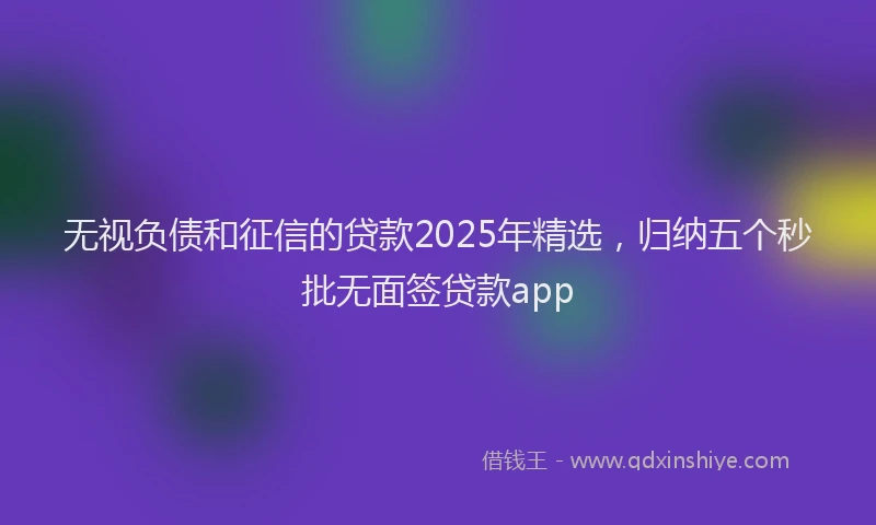 无视负债和征信的贷款2025年精选，归纳五个秒批无面签贷款app