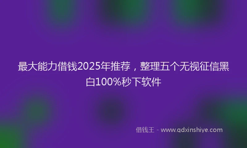 最大能力借钱2025年推荐，整理五个无视征信黑白100%秒下软件