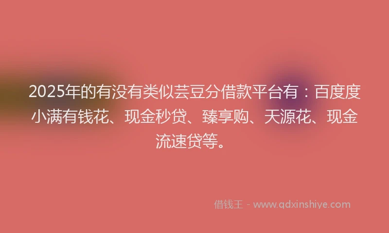 2025年的有没有类似芸豆分借款平台有：百度度小满有钱花、现金秒贷、臻享购、天源花、现金流速贷等。