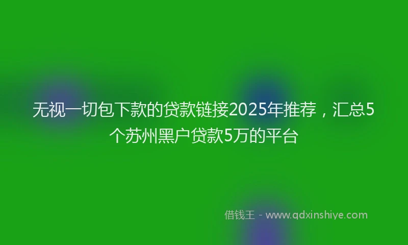 无视一切包下款的贷款链接2025年推荐，汇总5个苏州黑户贷款5万的平台