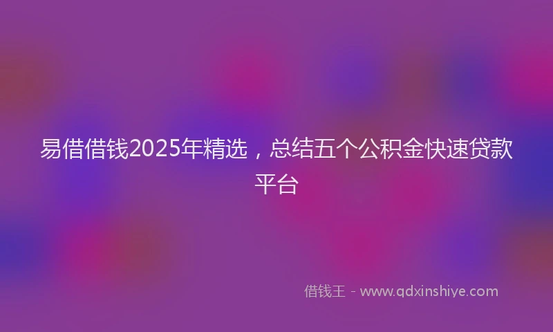 易借借钱2025年精选，总结五个公积金快速贷款平台