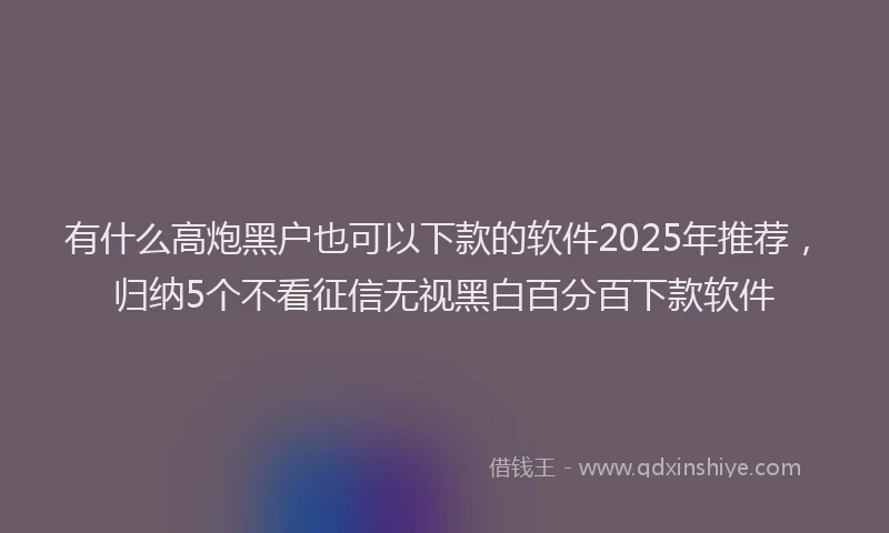 有什么高炮黑户也可以下款的软件2025年推荐，归纳5个不看征信无视黑白百分百下款软件