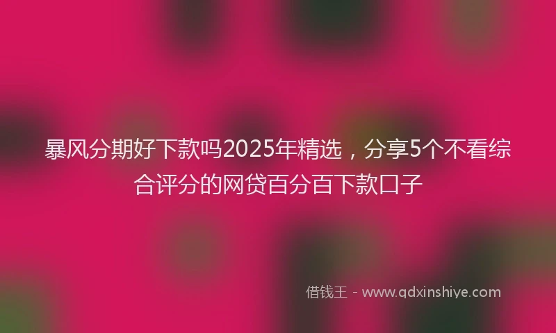 暴风分期好下款吗2025年精选，分享5个不看综合评分的网贷百分百下款口子