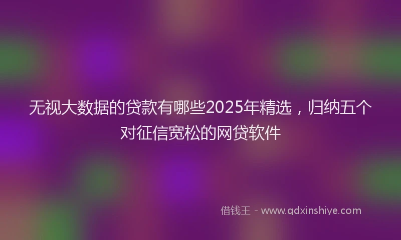 无视大数据的贷款有哪些2025年精选，归纳五个对征信宽松的网贷软件