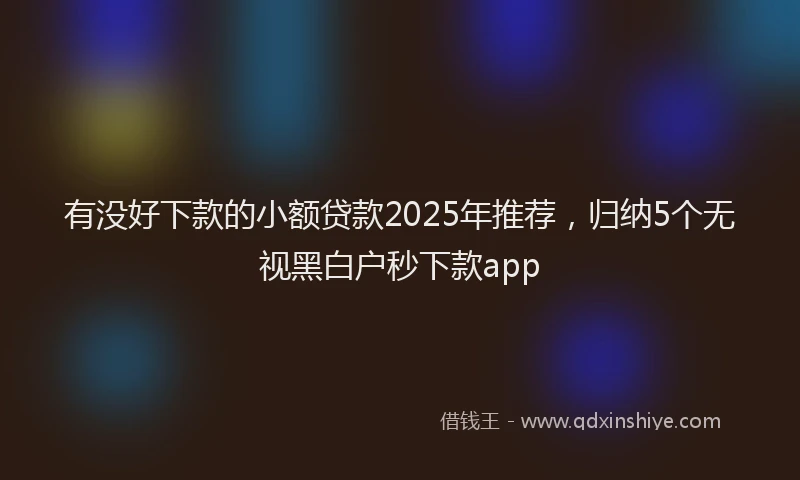 有没好下款的小额贷款2025年推荐，归纳5个无视黑白户秒下款app