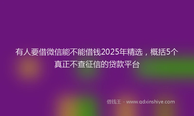 有人要借微信能不能借钱2025年精选，概括5个真正不查征信的贷款平台