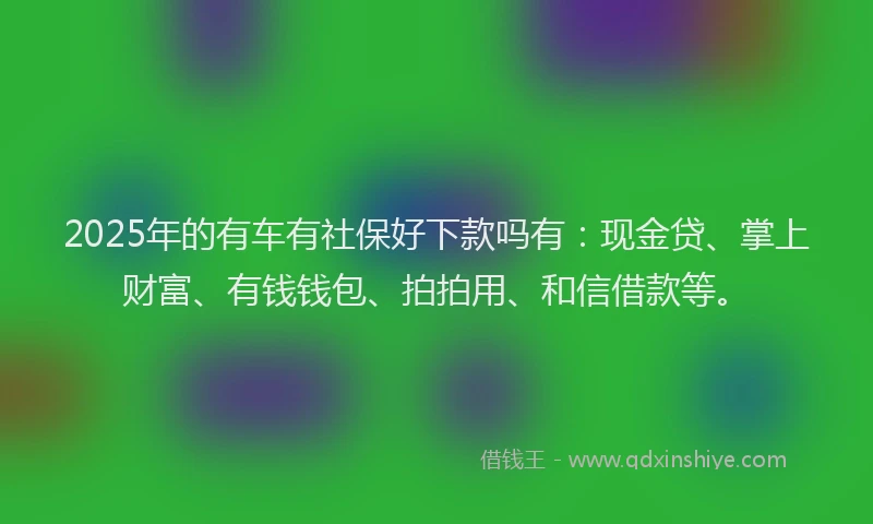 2025年的有车有社保好下款吗有：现金贷、掌上财富、有钱钱包、拍拍用、和信借款等。
