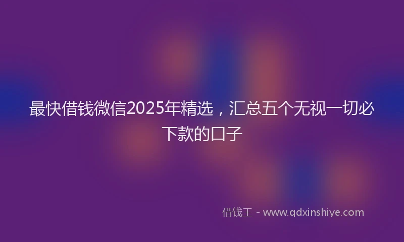 最快借钱微信2025年精选，汇总五个无视一切必下款的口子