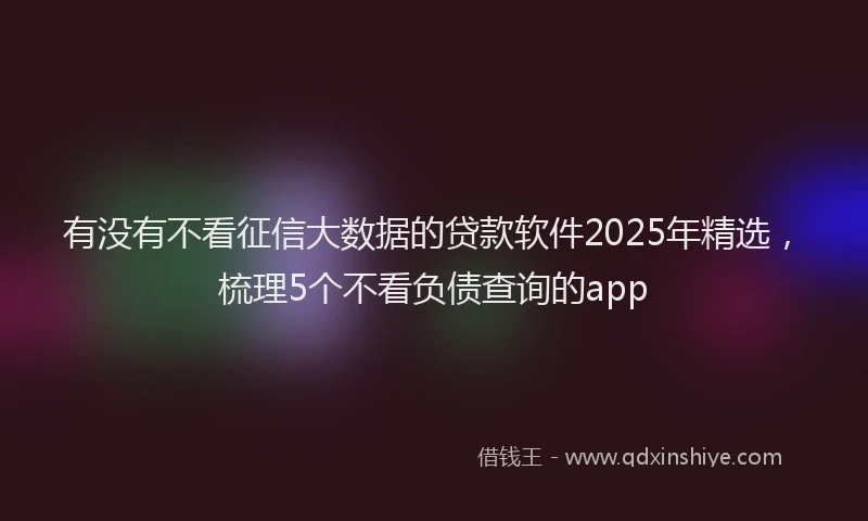 有没有不看征信大数据的贷款软件2025年精选，梳理5个不看负债查询的app