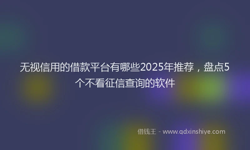 无视信用的借款平台有哪些2025年推荐，盘点5个不看征信查询的软件