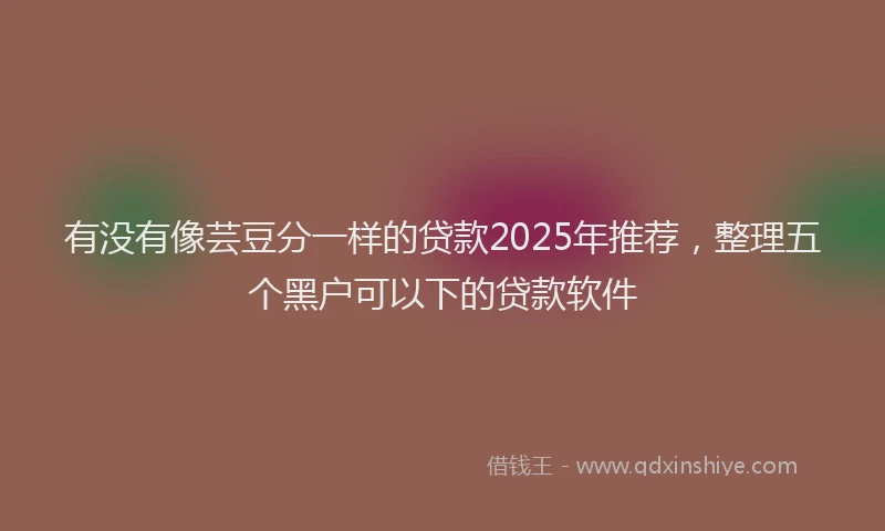 有没有像芸豆分一样的贷款2025年推荐，整理五个黑户可以下的贷款软件