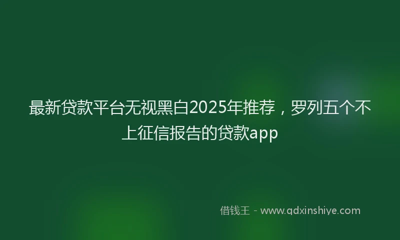 最新贷款平台无视黑白2025年推荐，罗列五个不上征信报告的贷款app