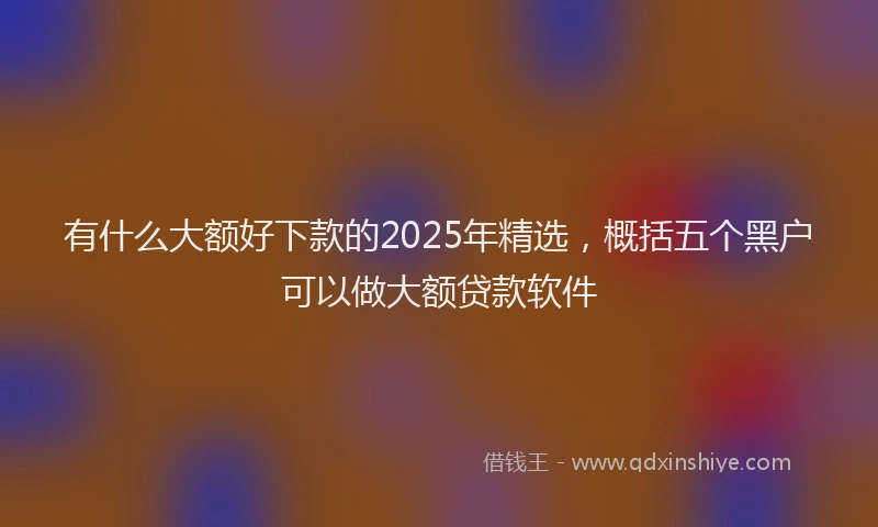 有什么大额好下款的2025年精选，概括五个黑户可以做大额贷款软件