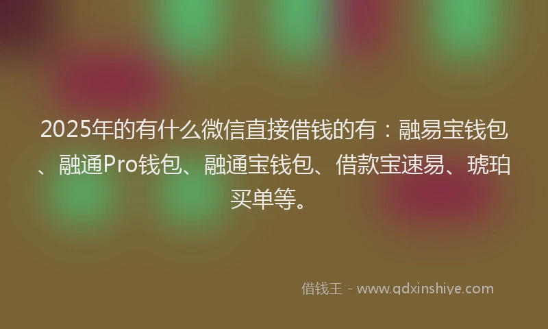 2025年的有什么微信直接借钱的有：融易宝钱包、融通Pro钱包、融通宝钱包、借款宝速易、琥珀买单等。