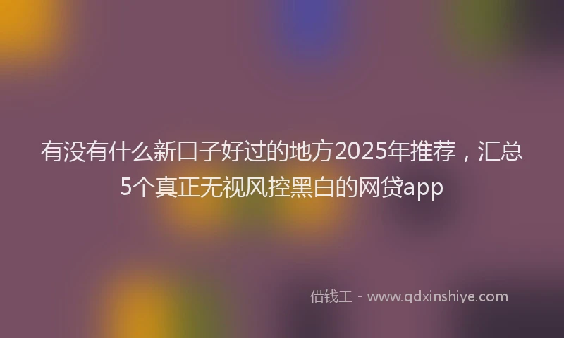 有没有什么新口子好过的地方2025年推荐，汇总5个真正无视风控黑白的网贷app