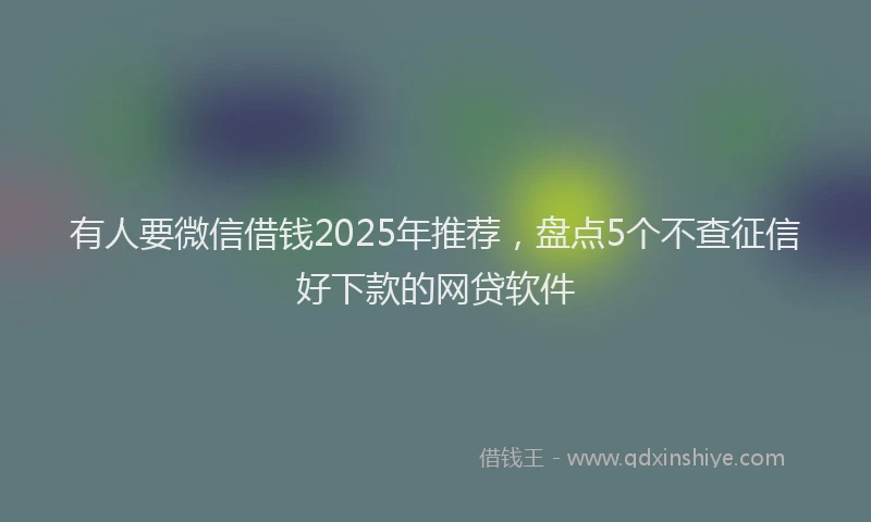 有人要微信借钱2025年推荐，盘点5个不查征信好下款的网贷软件