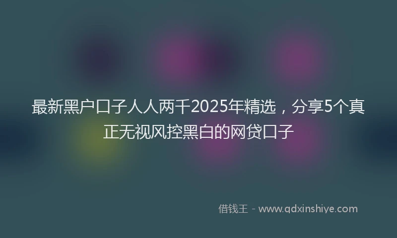 最新黑户口子人人两千2025年精选，分享5个真正无视风控黑白的网贷口子