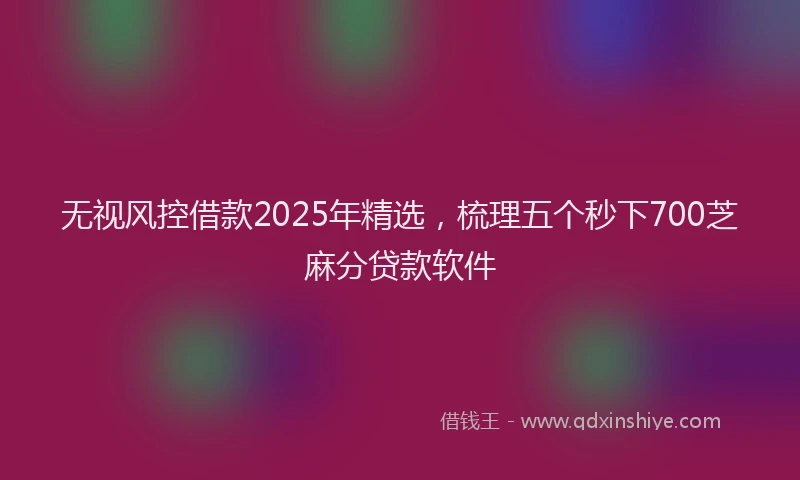 无视风控借款2025年精选，梳理五个秒下700芝麻分贷款软件