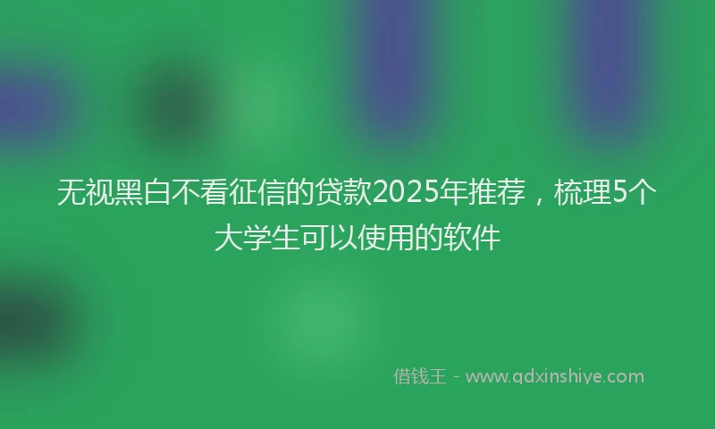 无视黑白不看征信的贷款2025年推荐，梳理5个大学生可以使用的软件