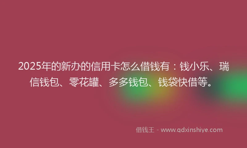 2025年的新办的信用卡怎么借钱有：钱小乐、瑞信钱包、零花罐、多多钱包、钱袋快借等。