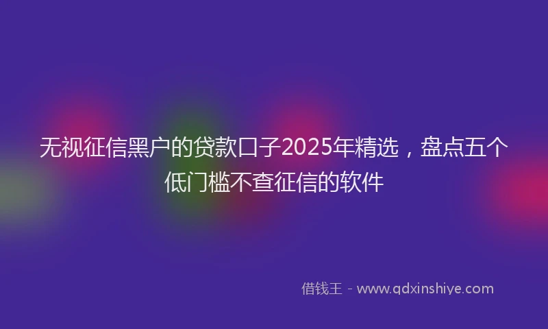 无视征信黑户的贷款口子2025年精选，盘点五个低门槛不查征信的软件